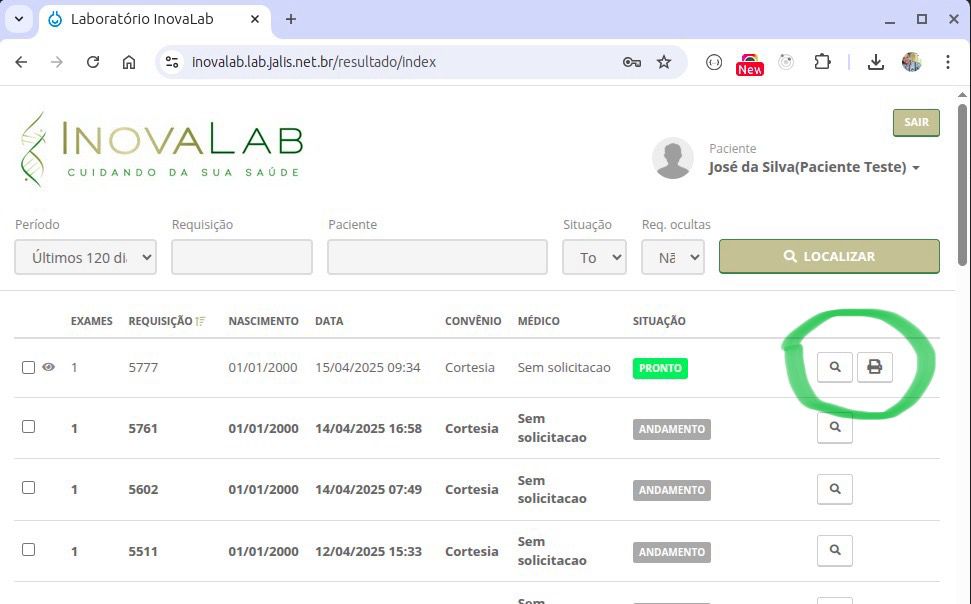 Resultado do exame